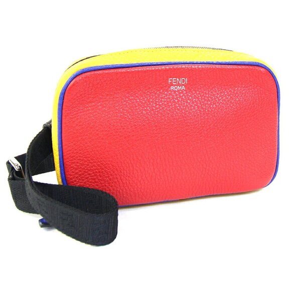 Fendi Handbags - FENDI Red Leather Pochette Shoulder Bag